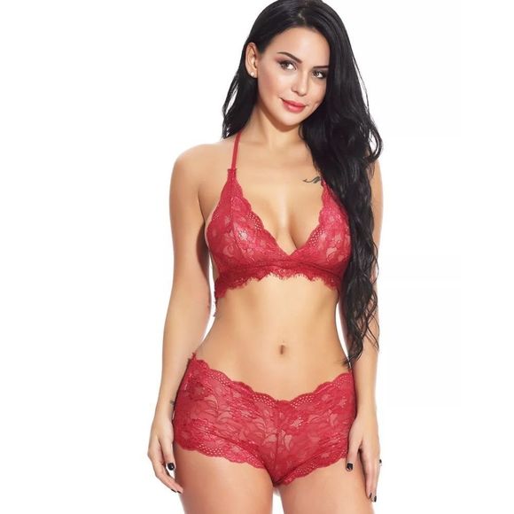 Sexy Bra and Panty Set Lace Bodysuit 2 Piece Outfi - Picture 1 of 4